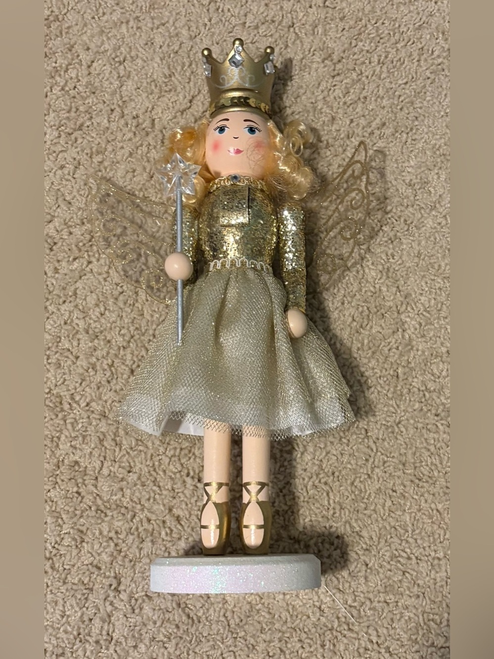 Gold Fairy Nutcracker with Crown and Wand